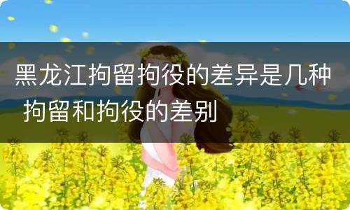 黑龙江拘留拘役的差异是几种 拘留和拘役的差别