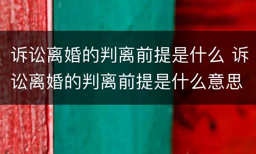 诉讼离婚的判离前提是什么 诉讼离婚的判离前提是什么意思