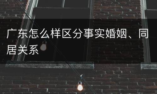 广东怎么样区分事实婚姻、同居关系