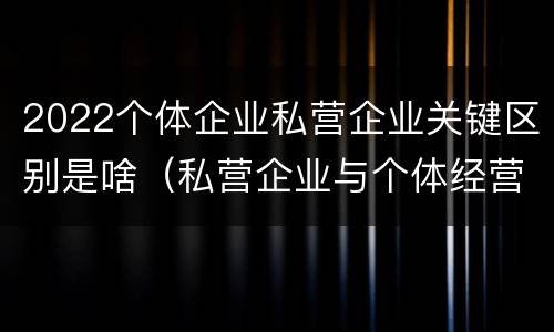 2022个体企业私营企业关键区别是啥（私营企业与个体经营企业的区别）