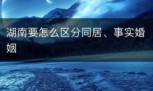 湖南要怎么区分同居、事实婚姻