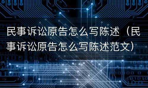 民事诉讼原告怎么写陈述（民事诉讼原告怎么写陈述范文）