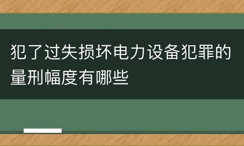 犯了过失损坏电力设备犯罪的量刑幅度有哪些