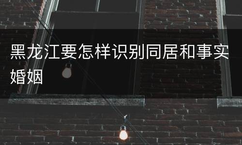 黑龙江要怎样识别同居和事实婚姻