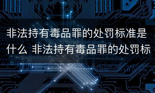 非法持有毒品罪的处罚标准是什么 非法持有毒品罪的处罚标准是什么意思
