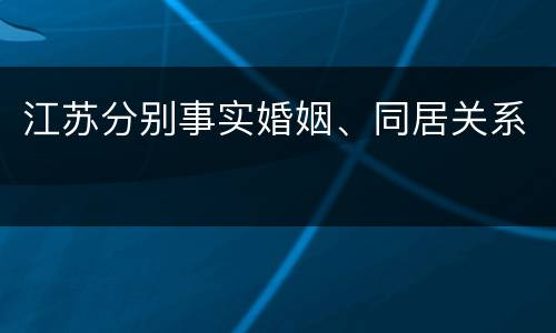 江苏分别事实婚姻、同居关系