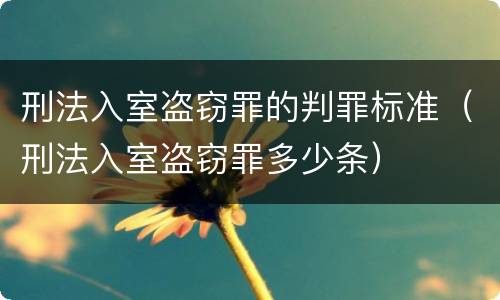 刑法入室盗窃罪的判罪标准（刑法入室盗窃罪多少条）