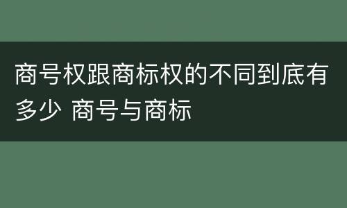 商号权跟商标权的不同到底有多少 商号与商标