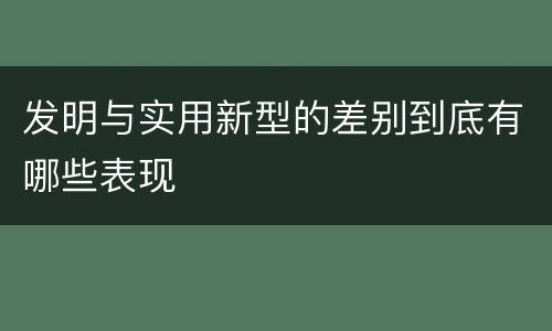发明与实用新型的差别到底有哪些表现