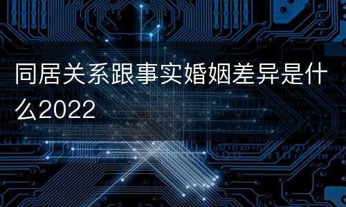 同居关系跟事实婚姻差异是什么2022