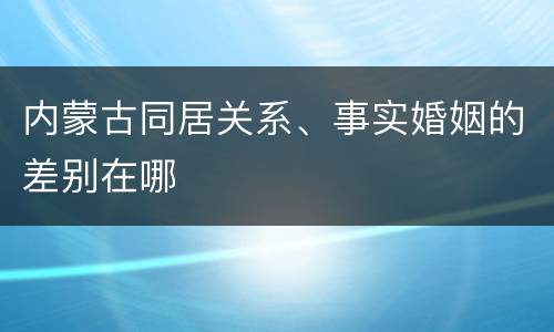 内蒙古同居关系、事实婚姻的差别在哪