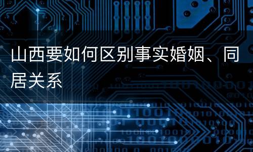 山西要如何区别事实婚姻、同居关系