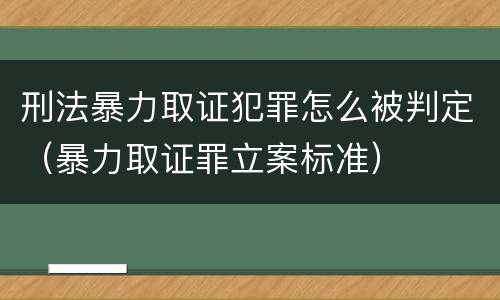 刑法暴力取证犯罪怎么被判定（暴力取证罪立案标准）