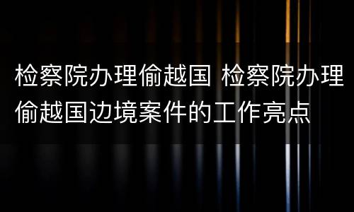 检察院办理偷越国 检察院办理偷越国边境案件的工作亮点
