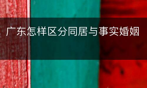 广东怎样区分同居与事实婚姻