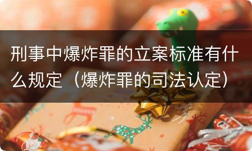 刑事中爆炸罪的立案标准有什么规定（爆炸罪的司法认定）