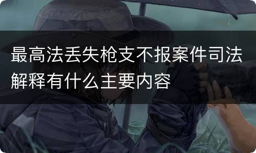 最高法丢失枪支不报案件司法解释有什么主要内容