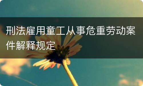 刑法雇用童工从事危重劳动案件解释规定