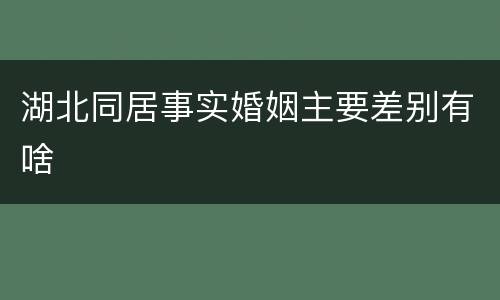 湖北同居事实婚姻主要差别有啥
