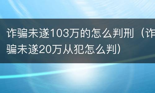 诈骗未遂103万的怎么判刑（诈骗未遂20万从犯怎么判）