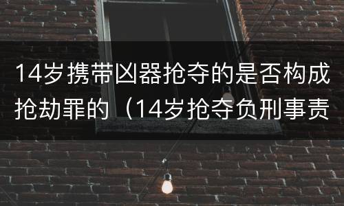14岁携带凶器抢夺的是否构成抢劫罪的（14岁抢夺负刑事责任吗）