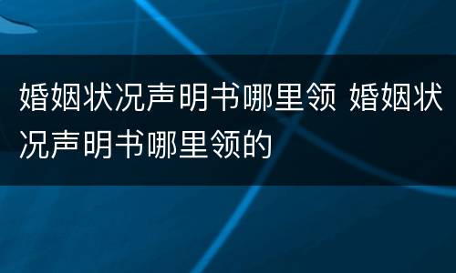 婚姻状况声明书哪里领 婚姻状况声明书哪里领的