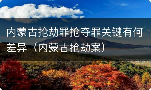 内蒙古抢劫罪抢夺罪关键有何差异（内蒙古抢劫案）