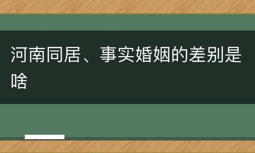 河南同居、事实婚姻的差别是啥