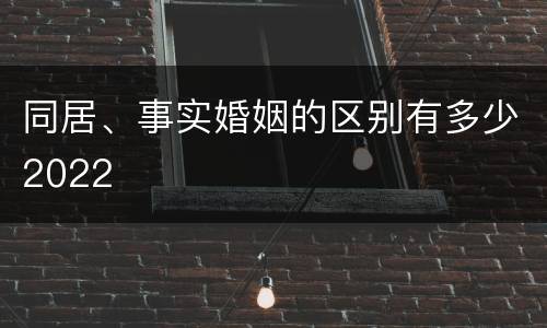 同居、事实婚姻的区别有多少2022
