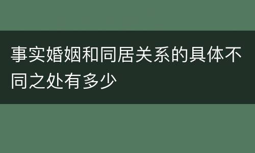 事实婚姻和同居关系的具体不同之处有多少
