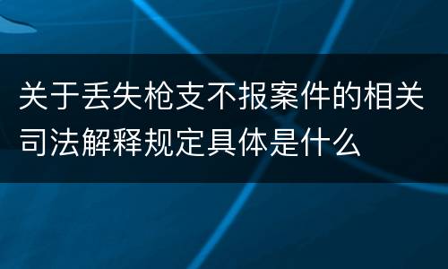 关于丢失枪支不报案件的相关司法解释规定具体是什么