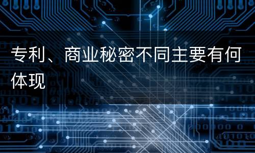 专利、商业秘密不同主要有何体现