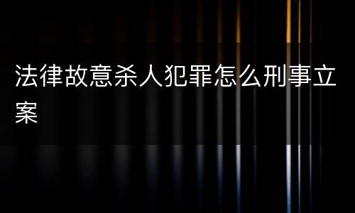 法律故意杀人犯罪怎么刑事立案
