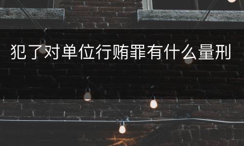 犯了对单位行贿罪有什么量刑