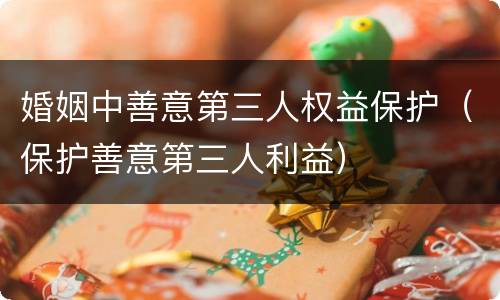 婚姻中善意第三人权益保护（保护善意第三人利益）