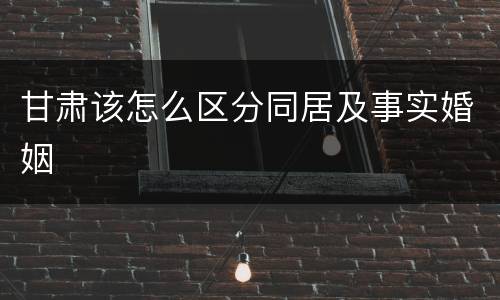 甘肃该怎么区分同居及事实婚姻