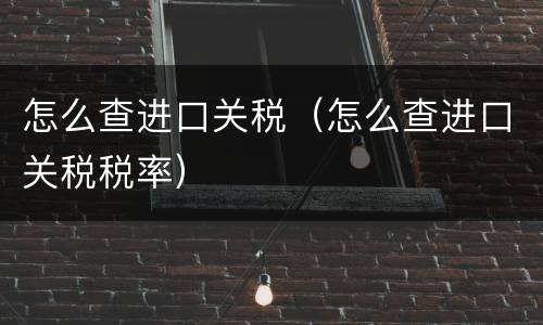 怎么查进口关税（怎么查进口关税税率）