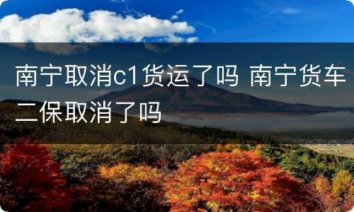 南宁取消c1货运了吗 南宁货车二保取消了吗