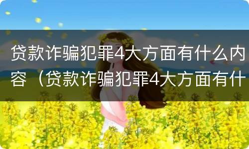 贷款诈骗犯罪4大方面有什么内容（贷款诈骗犯罪4大方面有什么内容和要求）