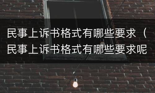 民事上诉书格式有哪些要求（民事上诉书格式有哪些要求呢）