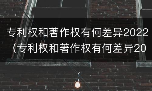 专利权和著作权有何差异2022（专利权和著作权有何差异2022年）