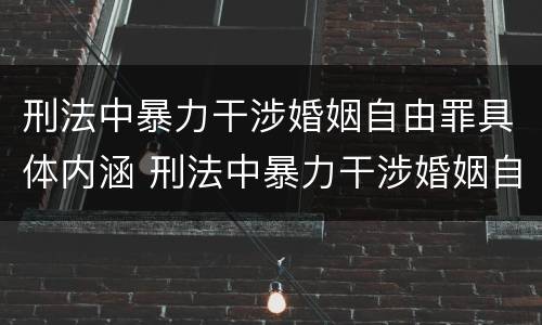 刑法中暴力干涉婚姻自由罪具体内涵 刑法中暴力干涉婚姻自由罪具体内涵有哪些