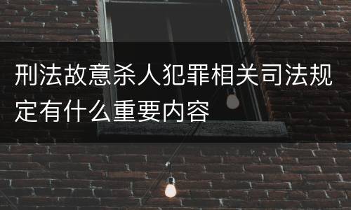 刑法故意杀人犯罪相关司法规定有什么重要内容