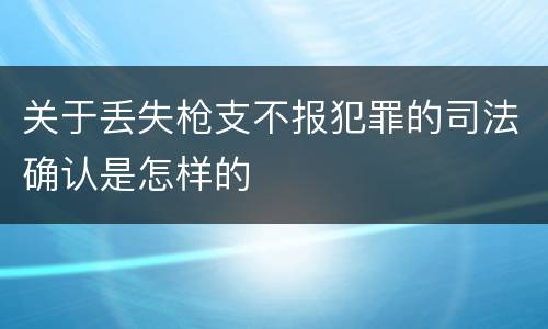 关于丢失枪支不报犯罪的司法确认是怎样的