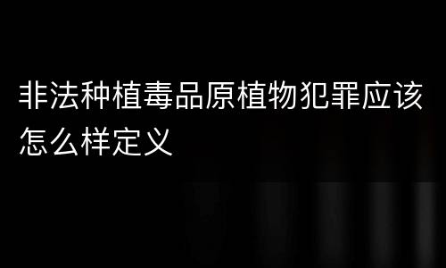 非法种植毒品原植物犯罪应该怎么样定义