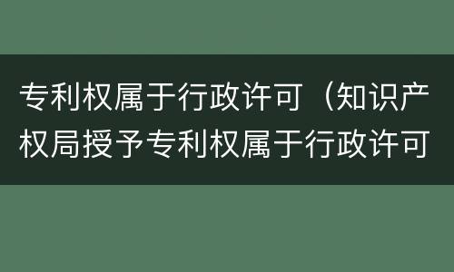 专利权属于行政许可（知识产权局授予专利权属于行政许可）