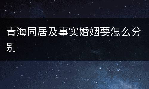 青海同居及事实婚姻要怎么分别