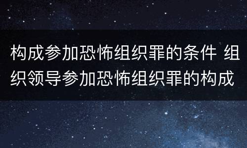 构成参加恐怖组织罪的条件 组织领导参加恐怖组织罪的构成要件