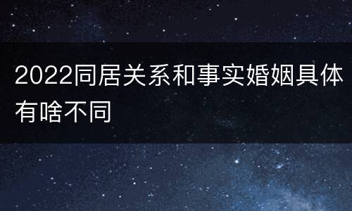2022同居关系和事实婚姻具体有啥不同
