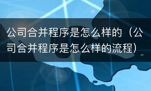 公司合并程序是怎么样的（公司合并程序是怎么样的流程）